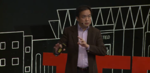 Bin Mai giving TEDx talk