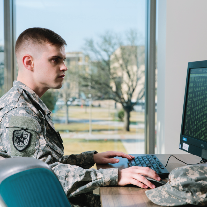 cadet at computer